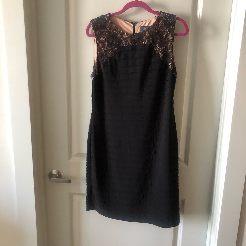 Adrianna Pappell Black & Nude Lace Cocktail Dress